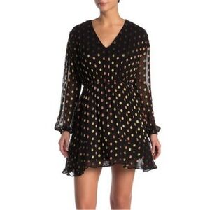 Walter Baker NWT Black and White Bishop Sleeve Cocktail Dress